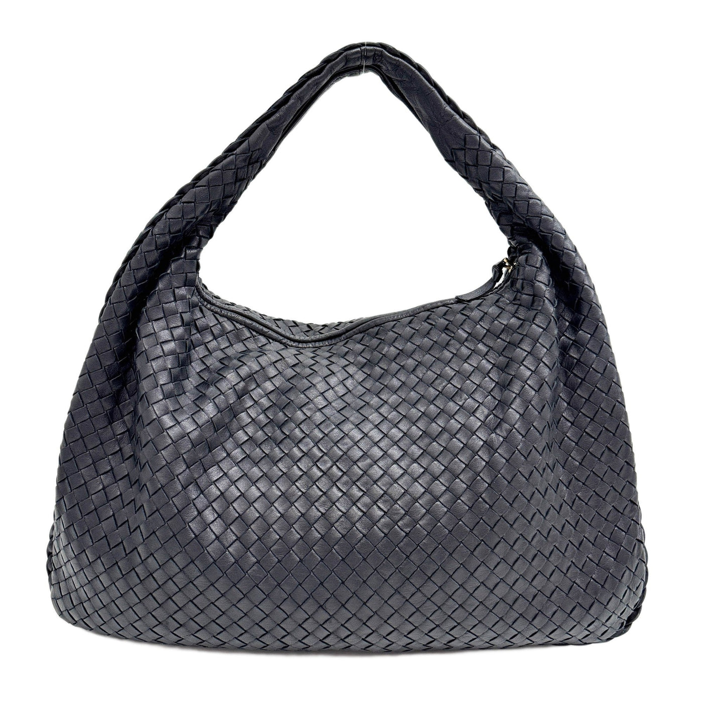 Venta Intrecciato Black Leather Shoulder Bag