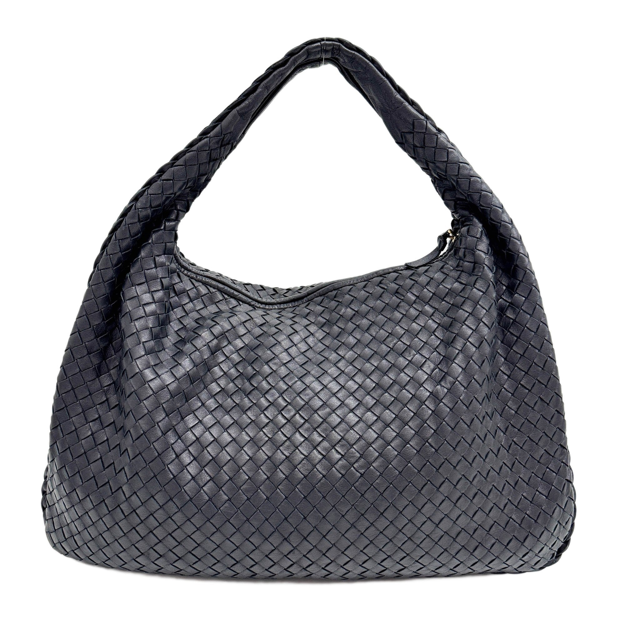 Venta Intrecciato Black Leather Shoulder Bag