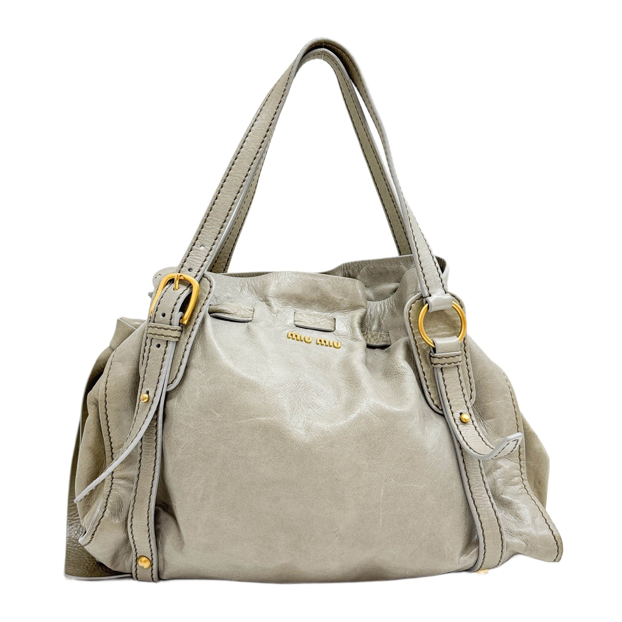 Vitello Lux Bow Sage Green Leather Shoulder Bag