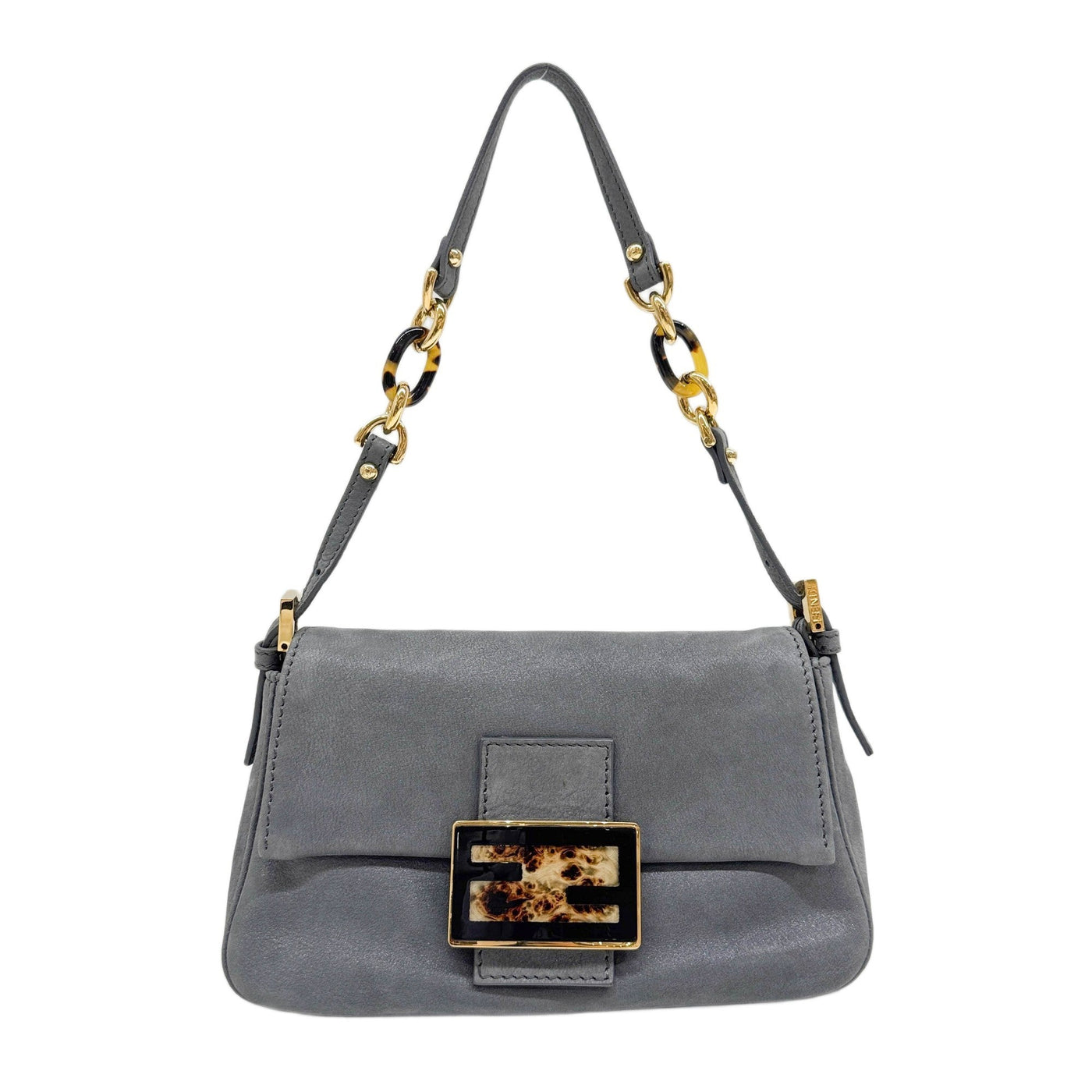 Mini Mamma Baguette Glittery Grey Leather Shoulder Bag