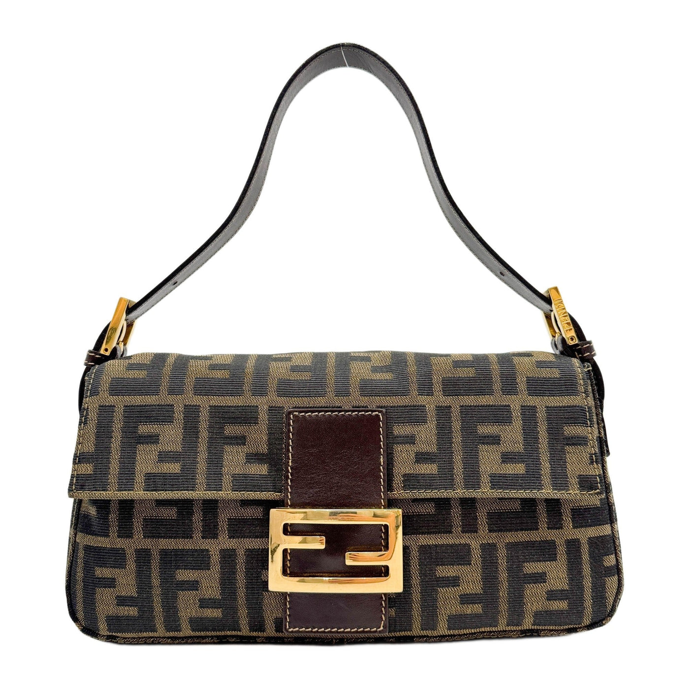 Baguette Brown Zucca Canvas Shoulder Bag