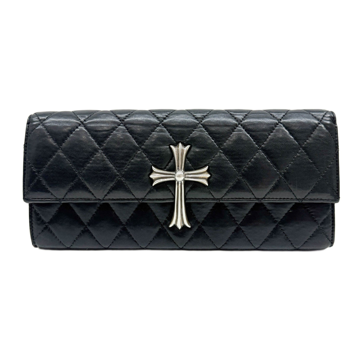 Black Quilted Leather Dinner Clutch Bag