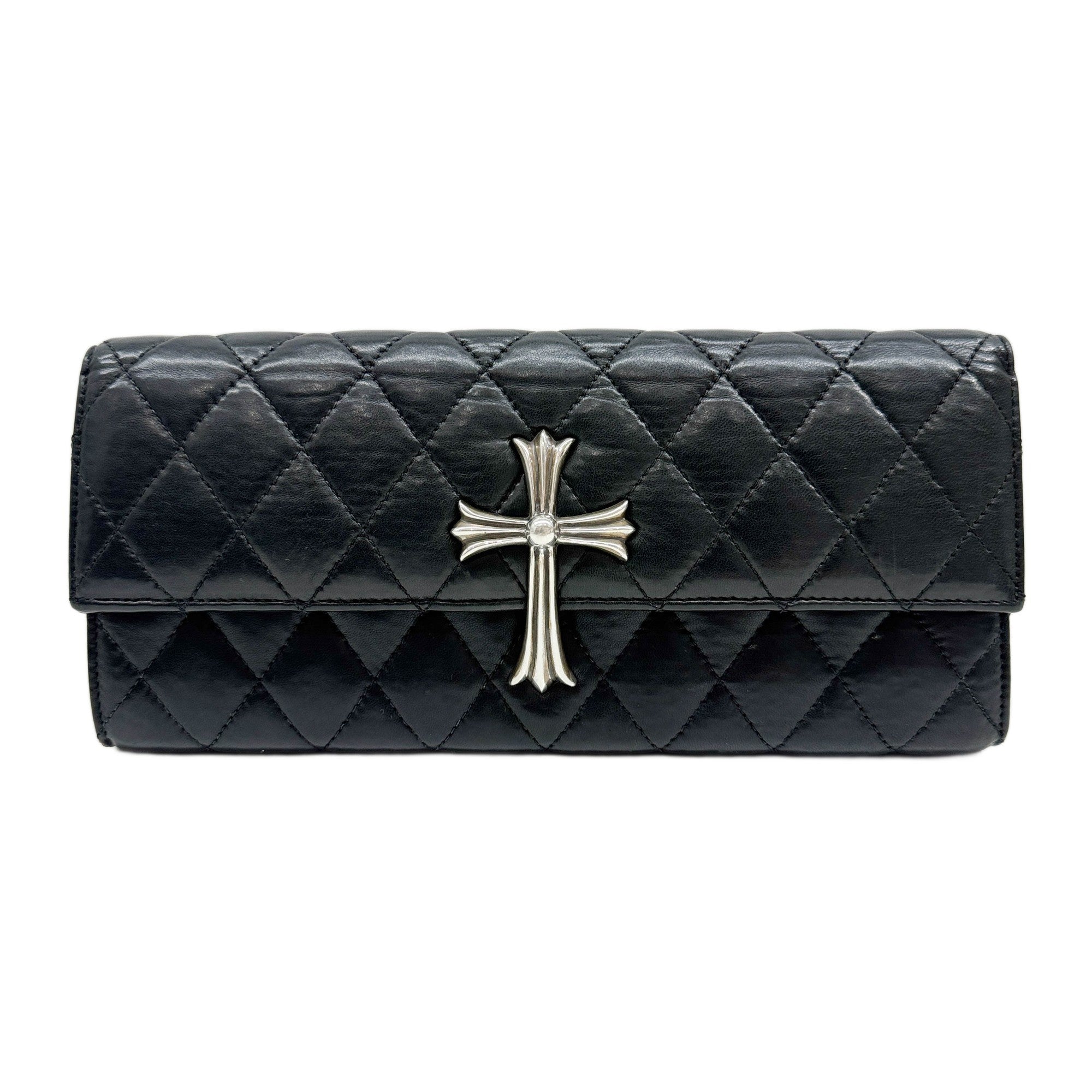 Black Quilted Leather Dinner Clutch Bag