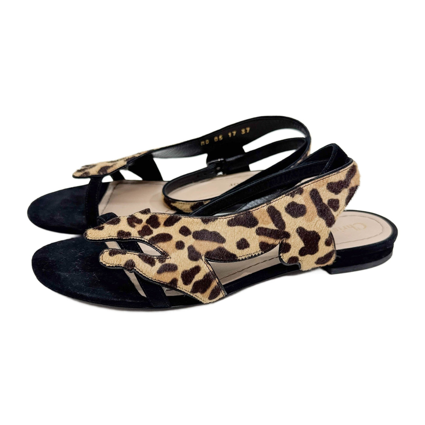 Size 37 EU Brown Panther Animal Print Pony Hair Sandals