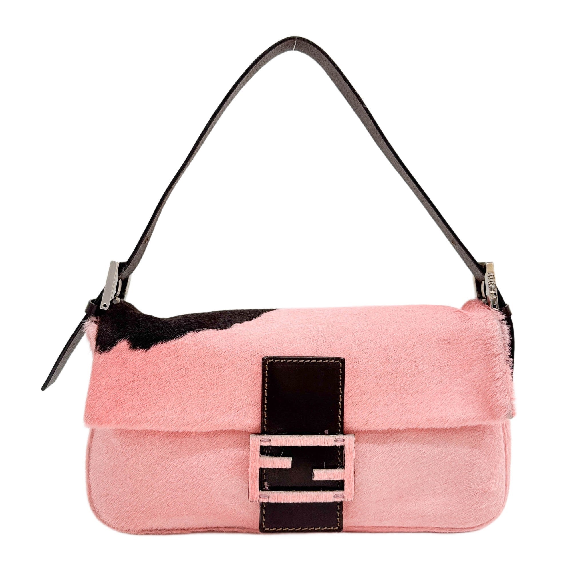 Baguette Pink Cow Print Pony Hair Shoulder Bag