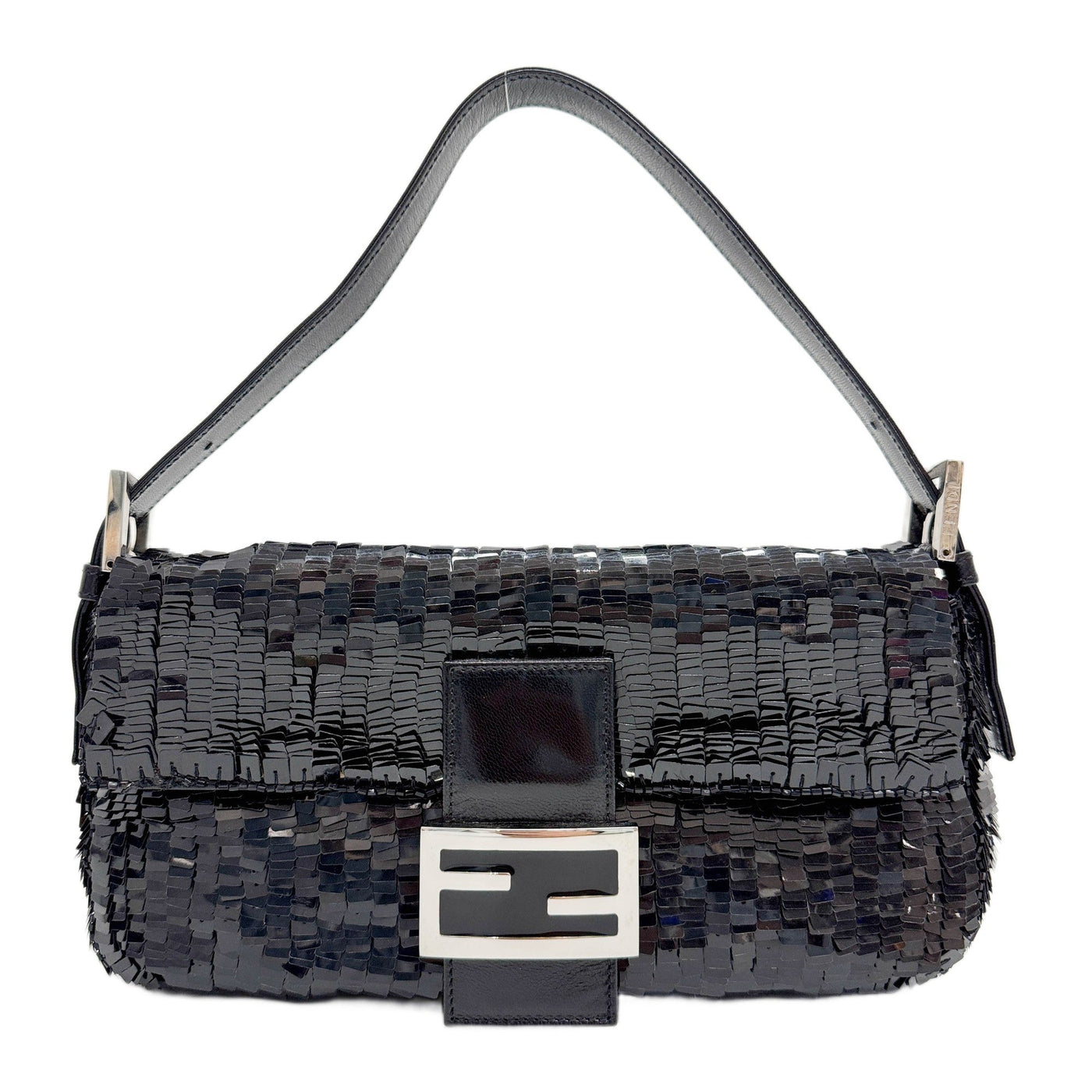 Baguette Black Sequin Shoulder Bag
