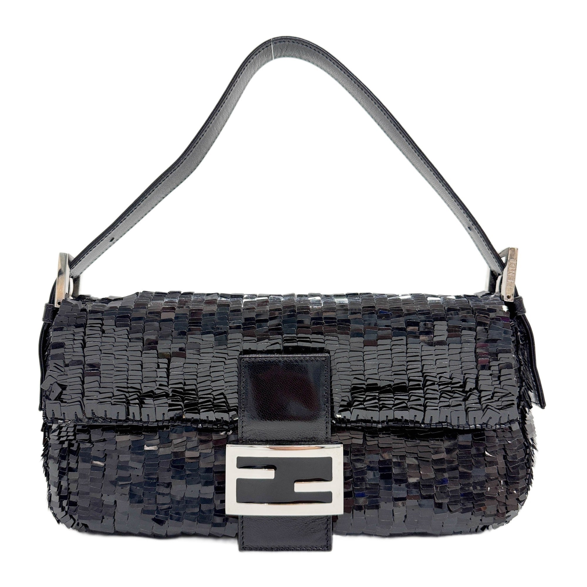 Baguette Black Sequin Shoulder Bag