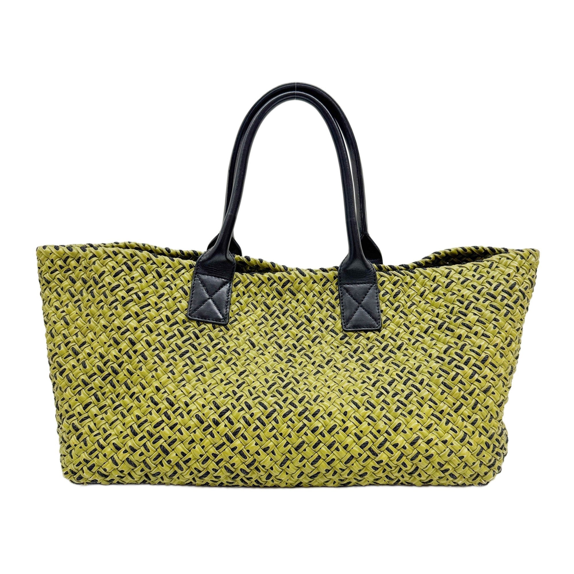 Cabat Intrecciato Green Leather Tote Bag