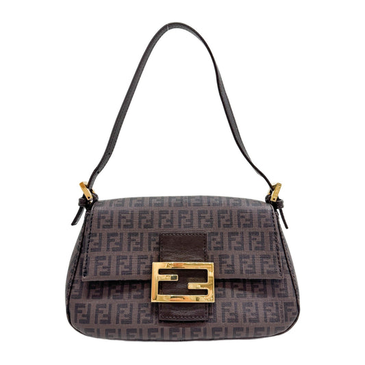 Mini Mamma Baguette Zucchino Brown Canvas Handle Bag