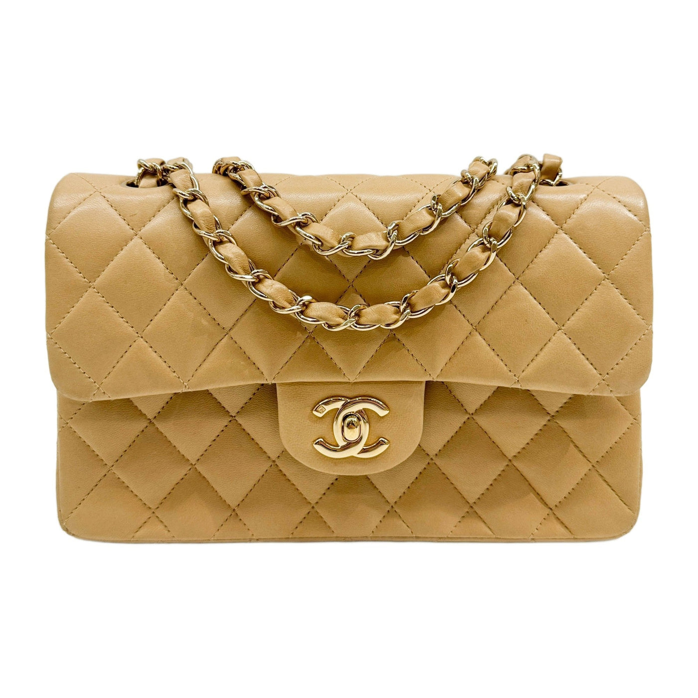 Small Classic Double Flap 2003-2004 Matelasse Sand Leather Shoulder Bag