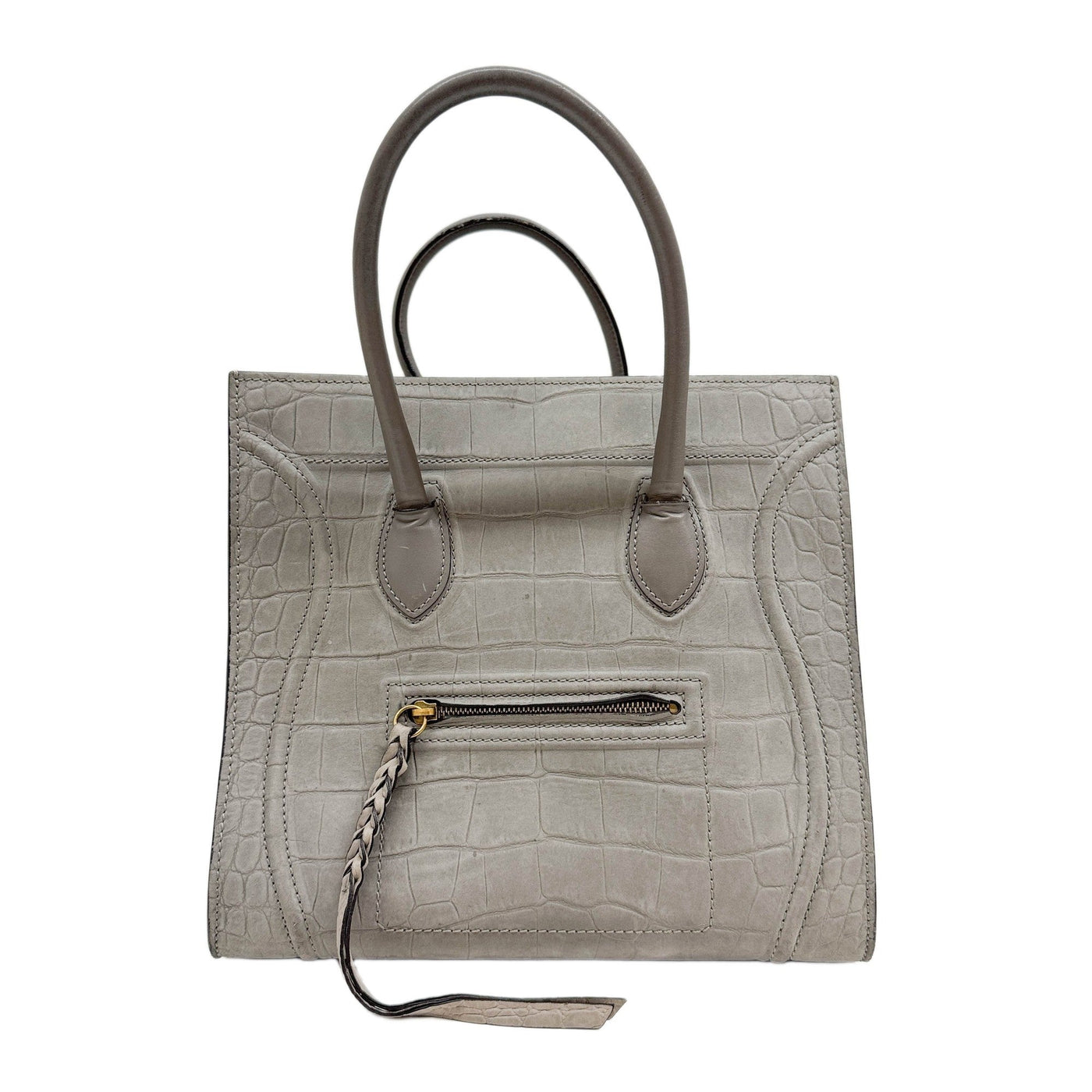 Luggage Phantom Gray Crocodile Embossed Leather Hand Bag