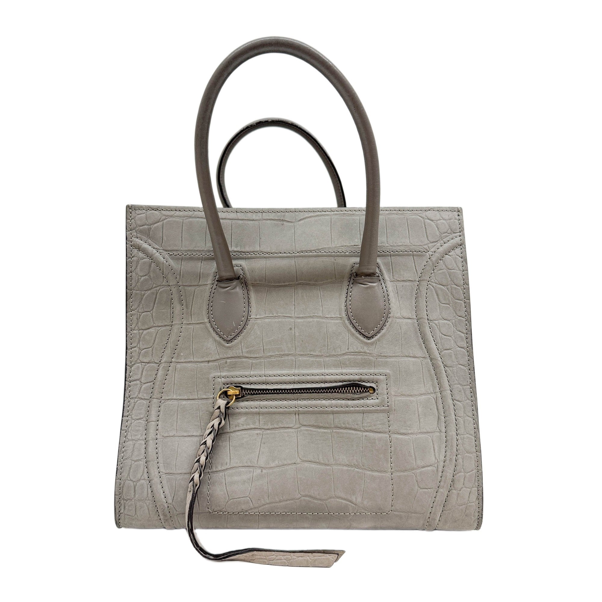 Luggage Phantom Gray Crocodile Embossed Leather Hand Bag