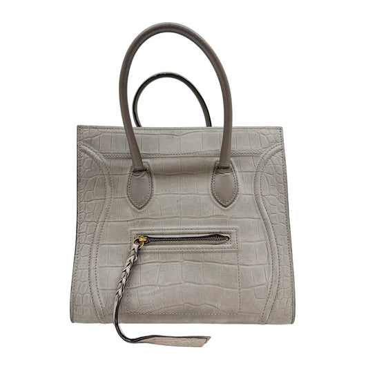 Luggage Phantom Gray Crocodile Embossed Leather Hand Bag