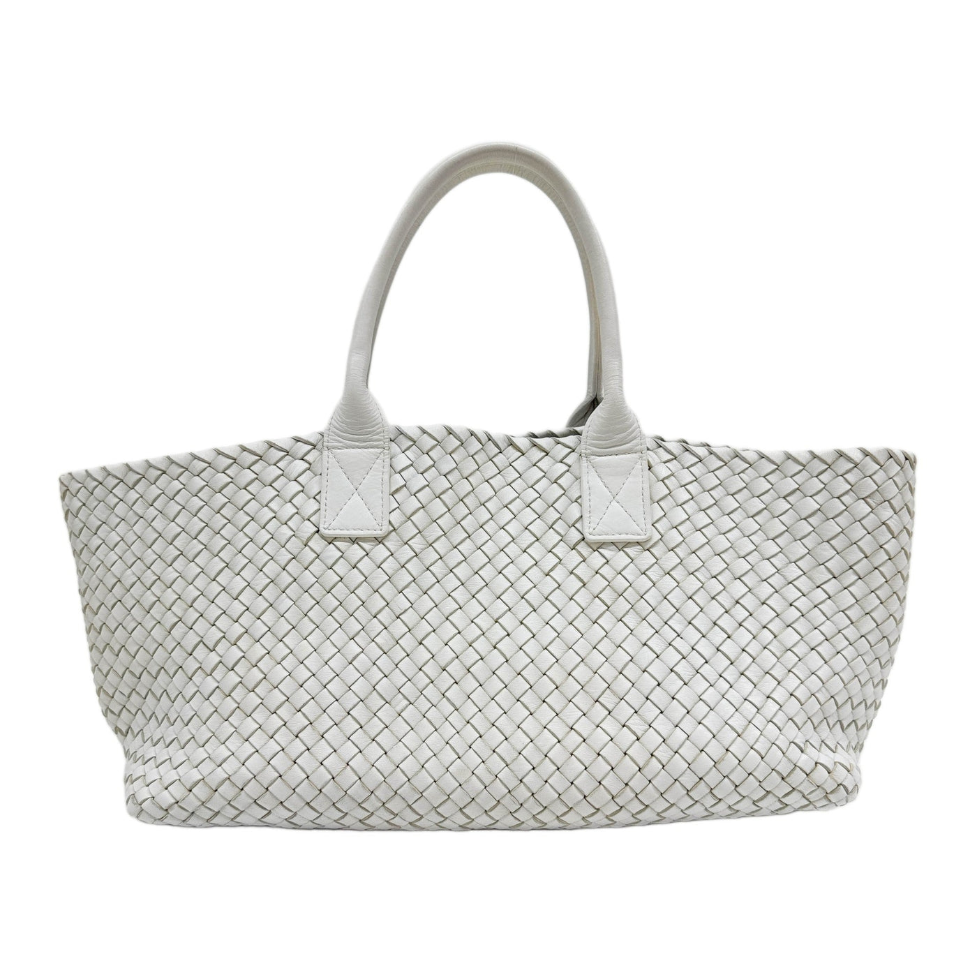 Cabat Intrecciato White Leather Tote Bag