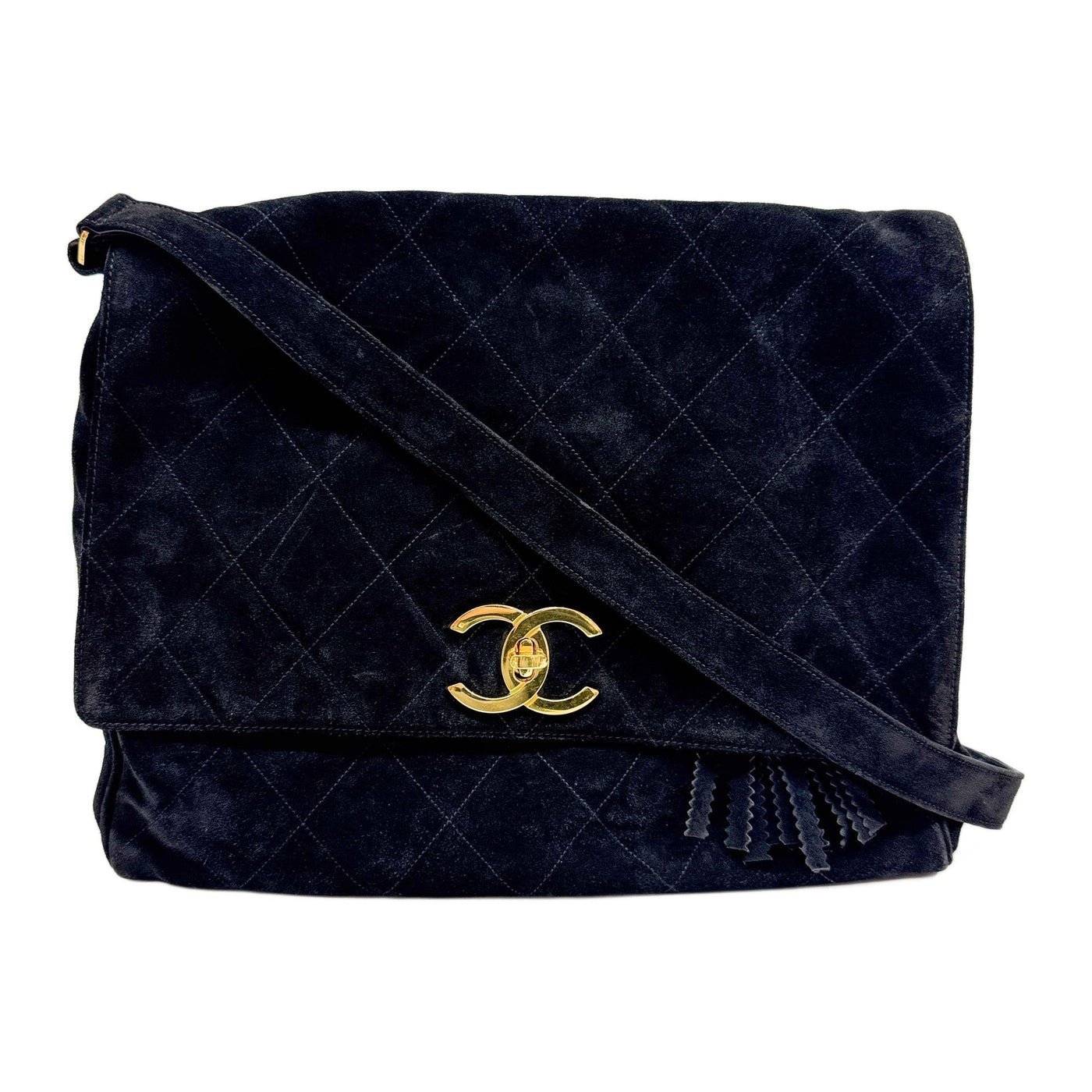 1991-1994 Matelasse Black Suede Crossbody Bag