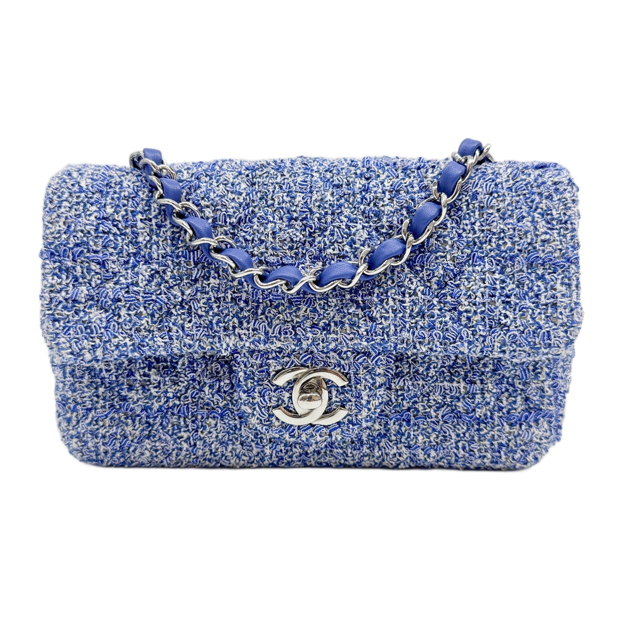 Mini Classic Flap 2021-2026 Baby Blue and Burgundy Shoulder Bag