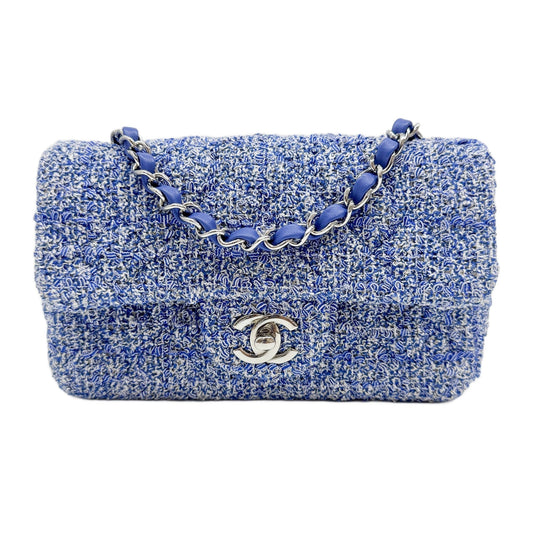 Mini Classic Flap 2021-2026 Baby Blue and Burgundy Shoulder Bag