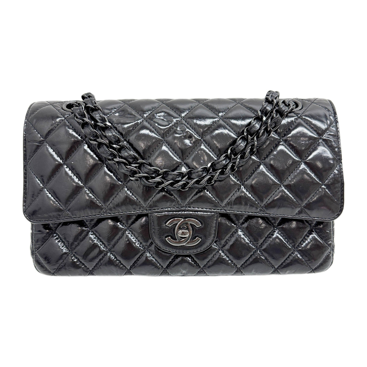 Classic Double Flap 2019 Matelasse Black Coated Leather Shoulder Bag