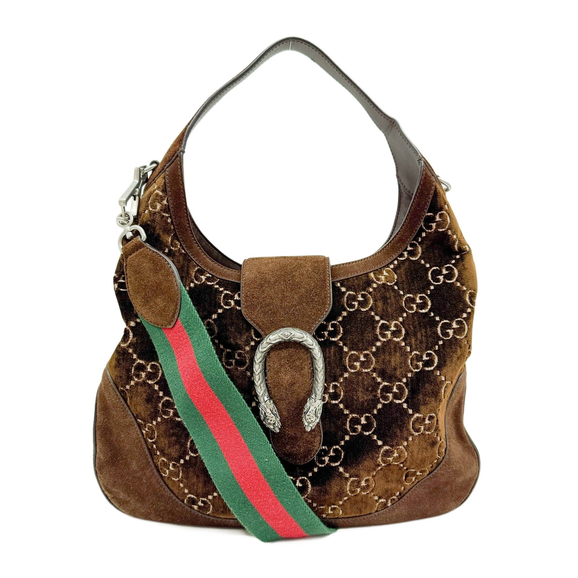 Horsebit Brown GG Velvet Shoulder Bag