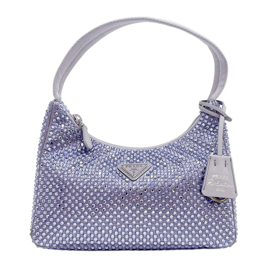 Re-Edition Bejeweled Lavender Satin Hand Bag