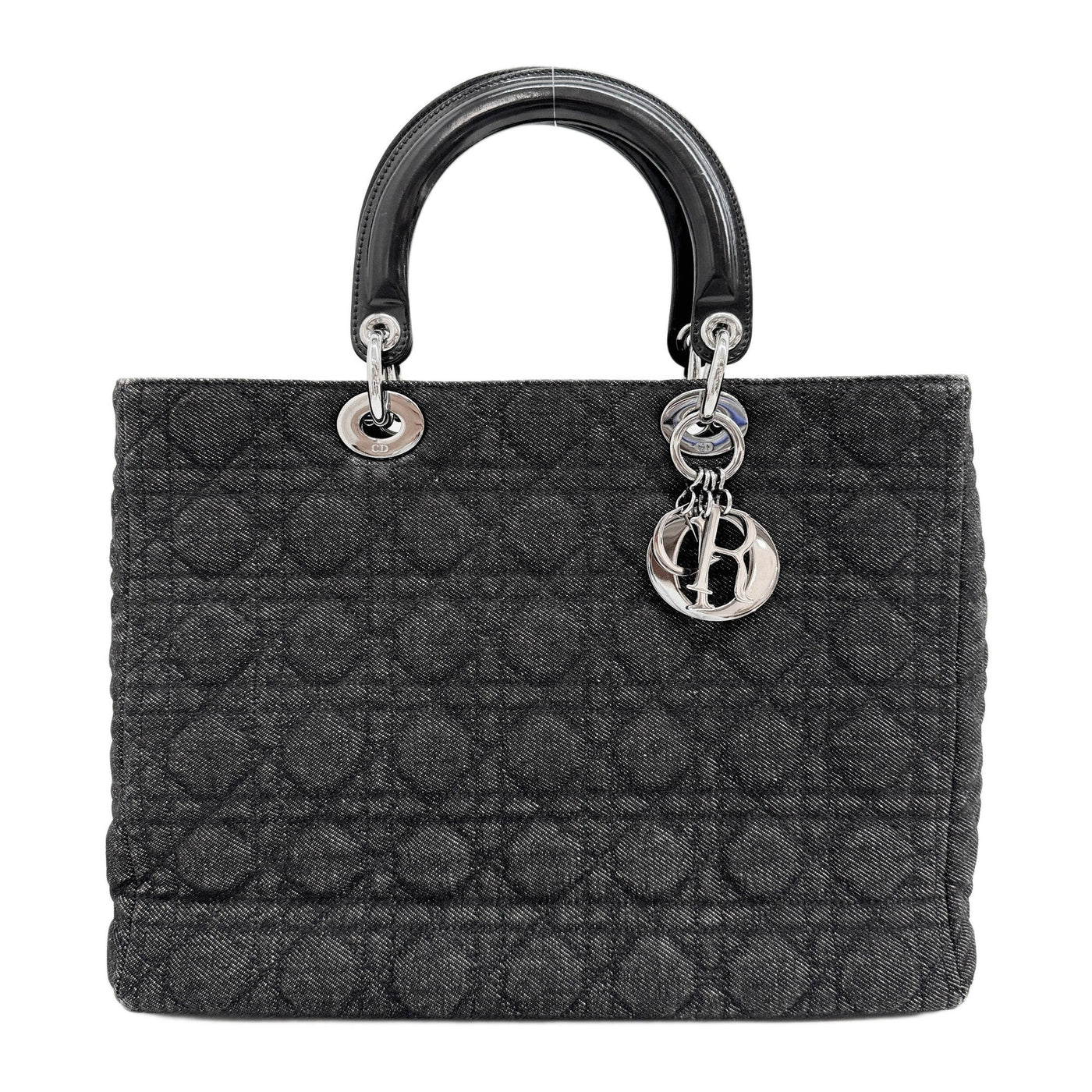 Lady Dior Cannage Black Denim Two Way Tote Bag