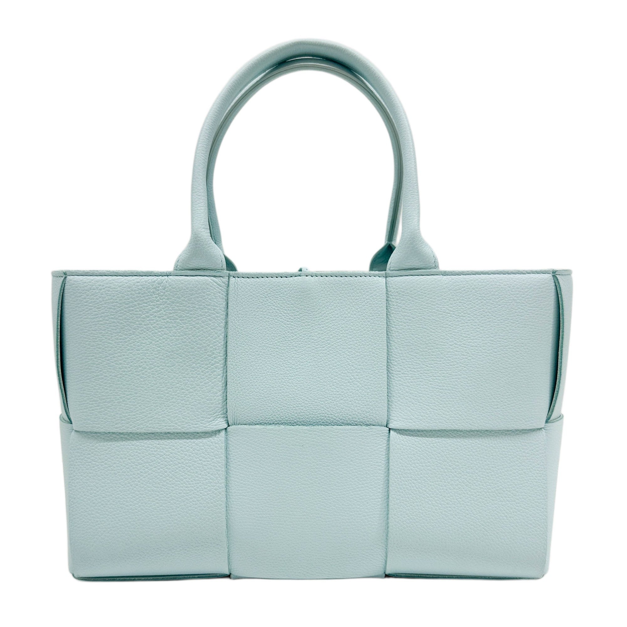 Arco Maxi Intrecciato Baby Blue Leather Hand Tote Bag