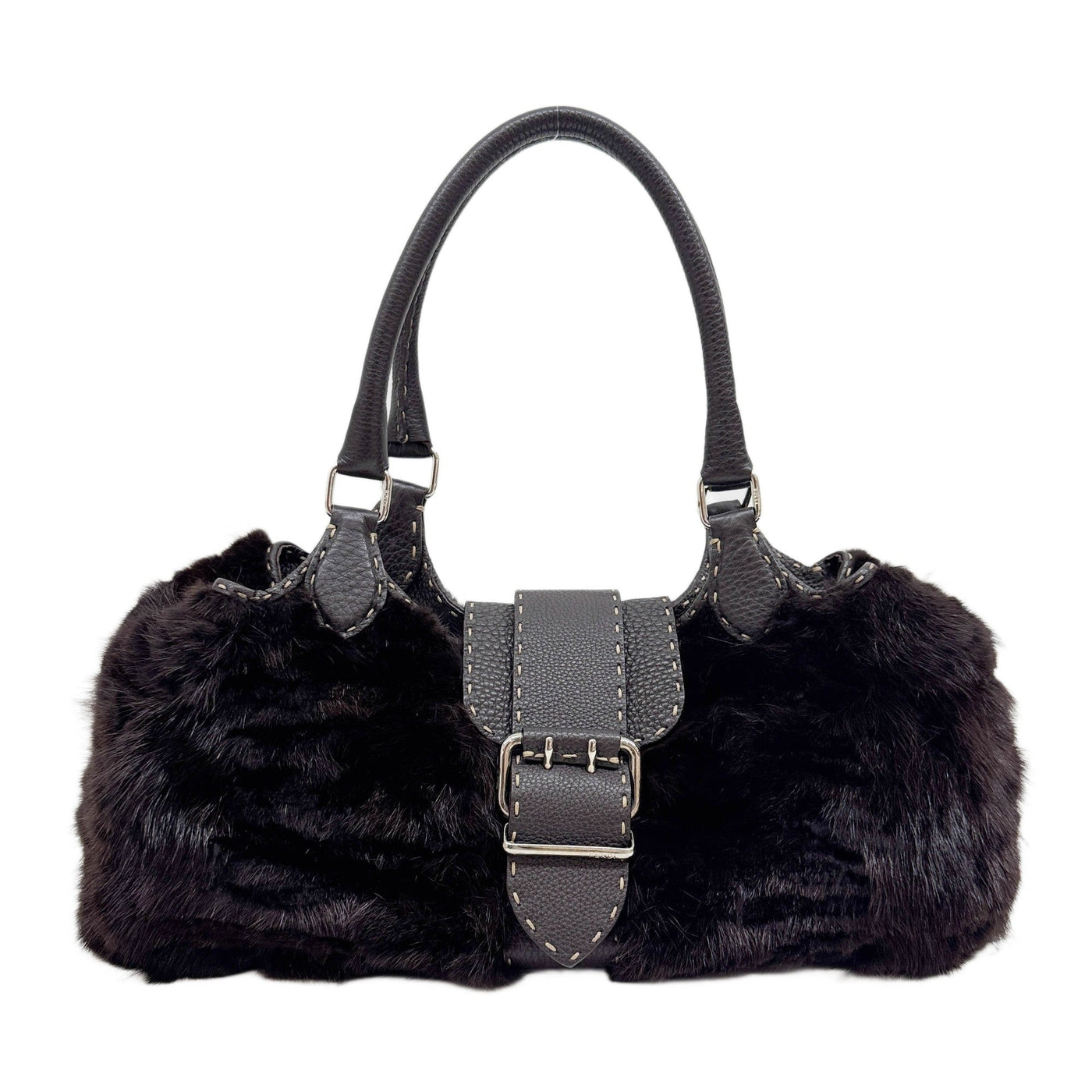 Selleria Brown Fur Shoulder Bag