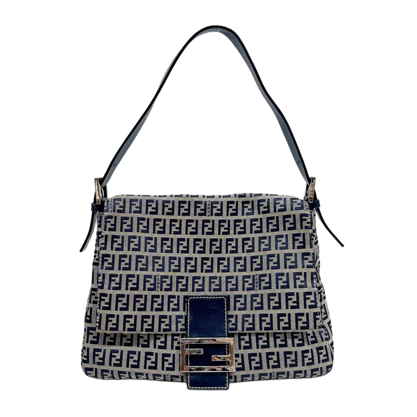 Mamma Baguette Zucchino Blue Canvas Shoulder Bag