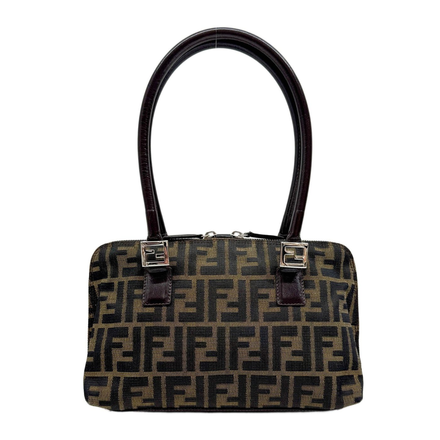 Zucca Brown Canvas Top Handle Shoulder Bag
