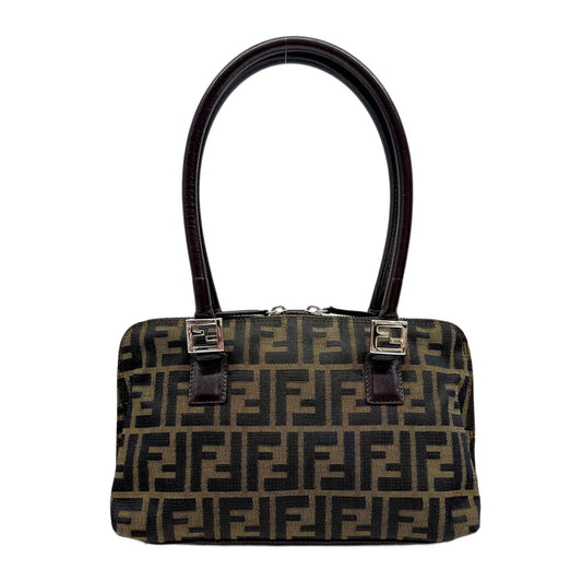 Zucca Brown Canvas Top Handle Shoulder Bag