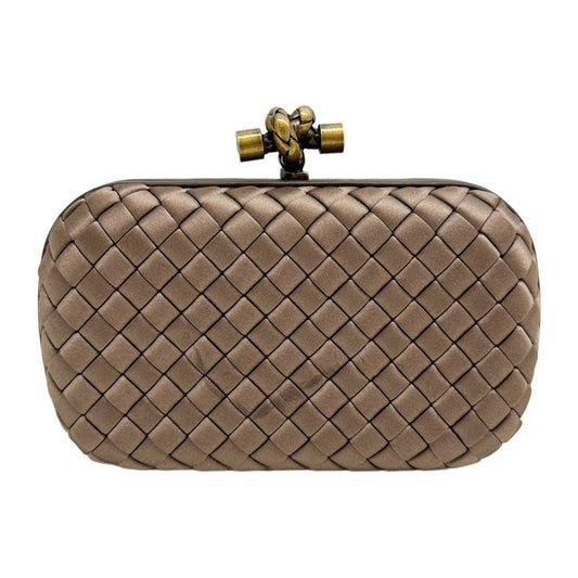 Knot Metallic Brown Satin Clutch Bag