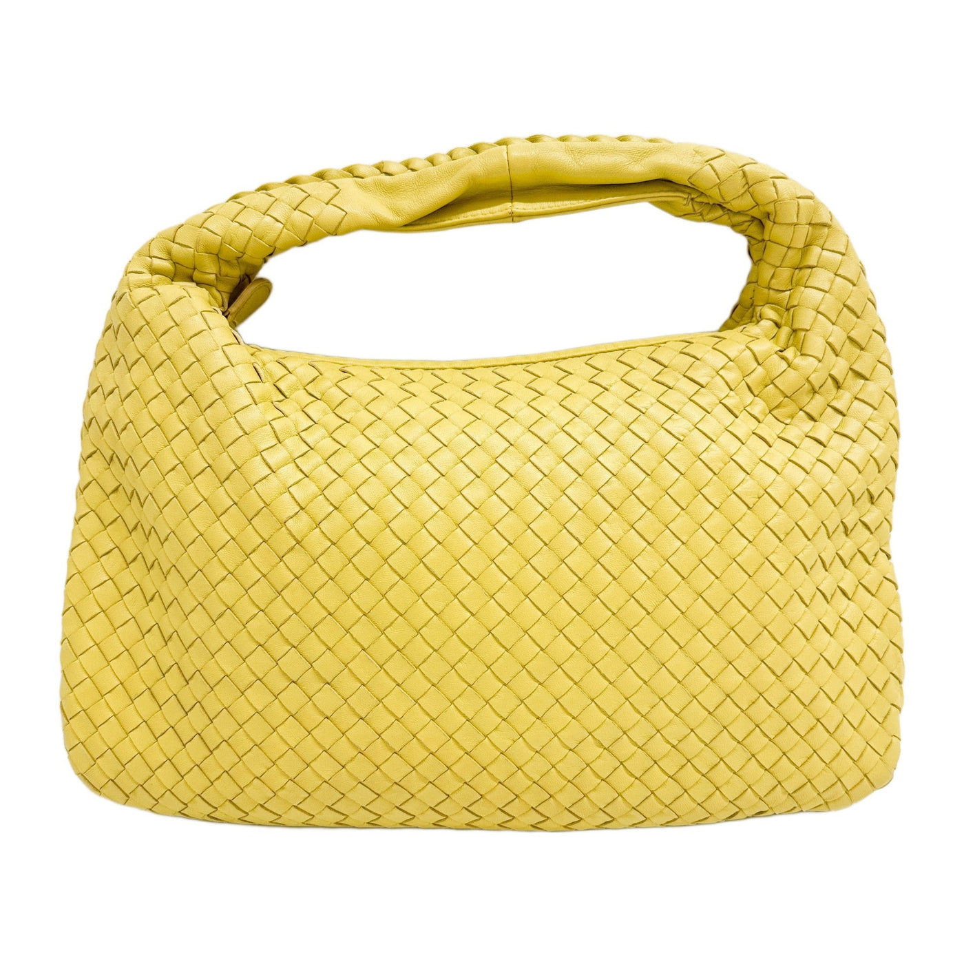 Intrecciato Pale Yellow Leather Shoulder Bag
