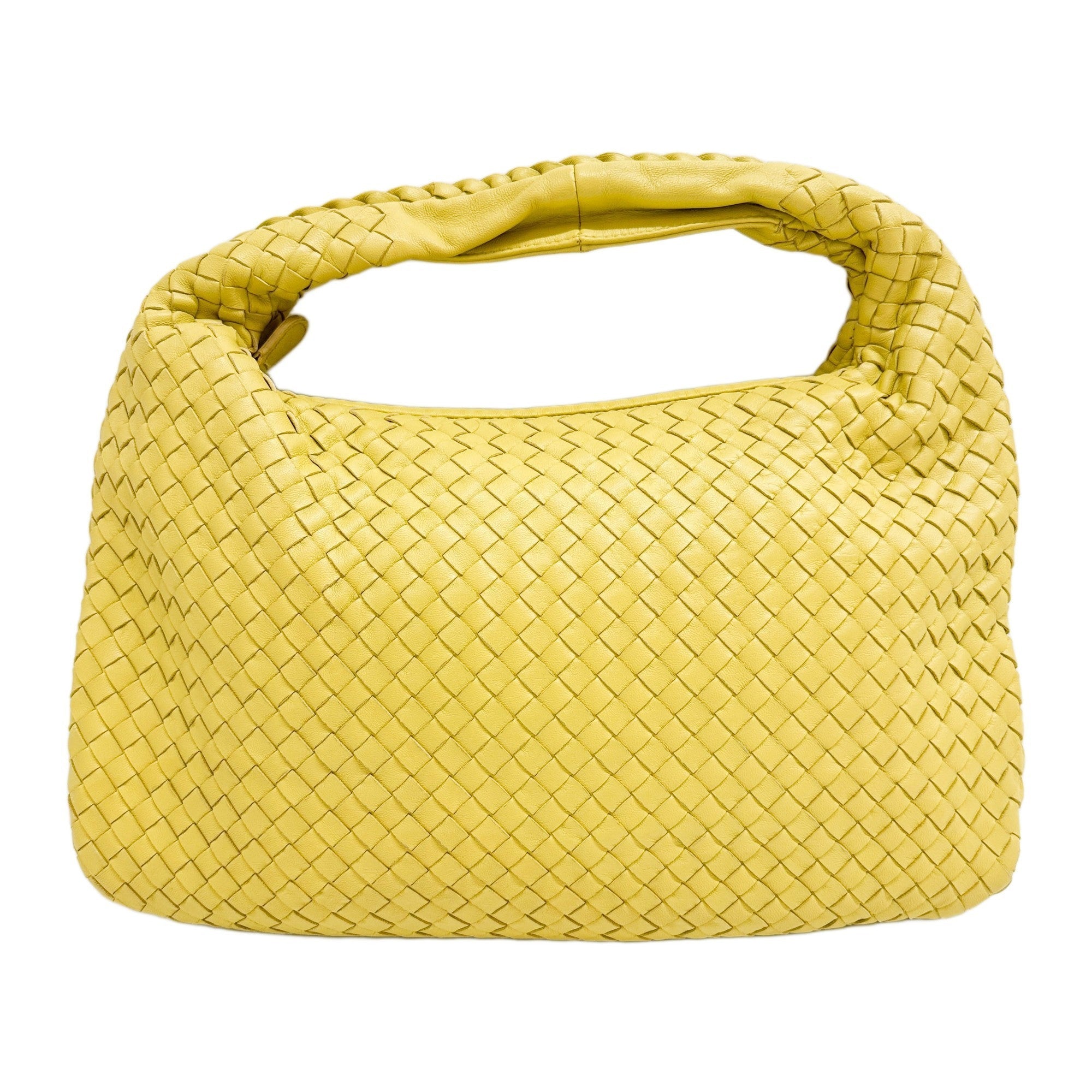 Intrecciato Pale Yellow Leather Shoulder Bag