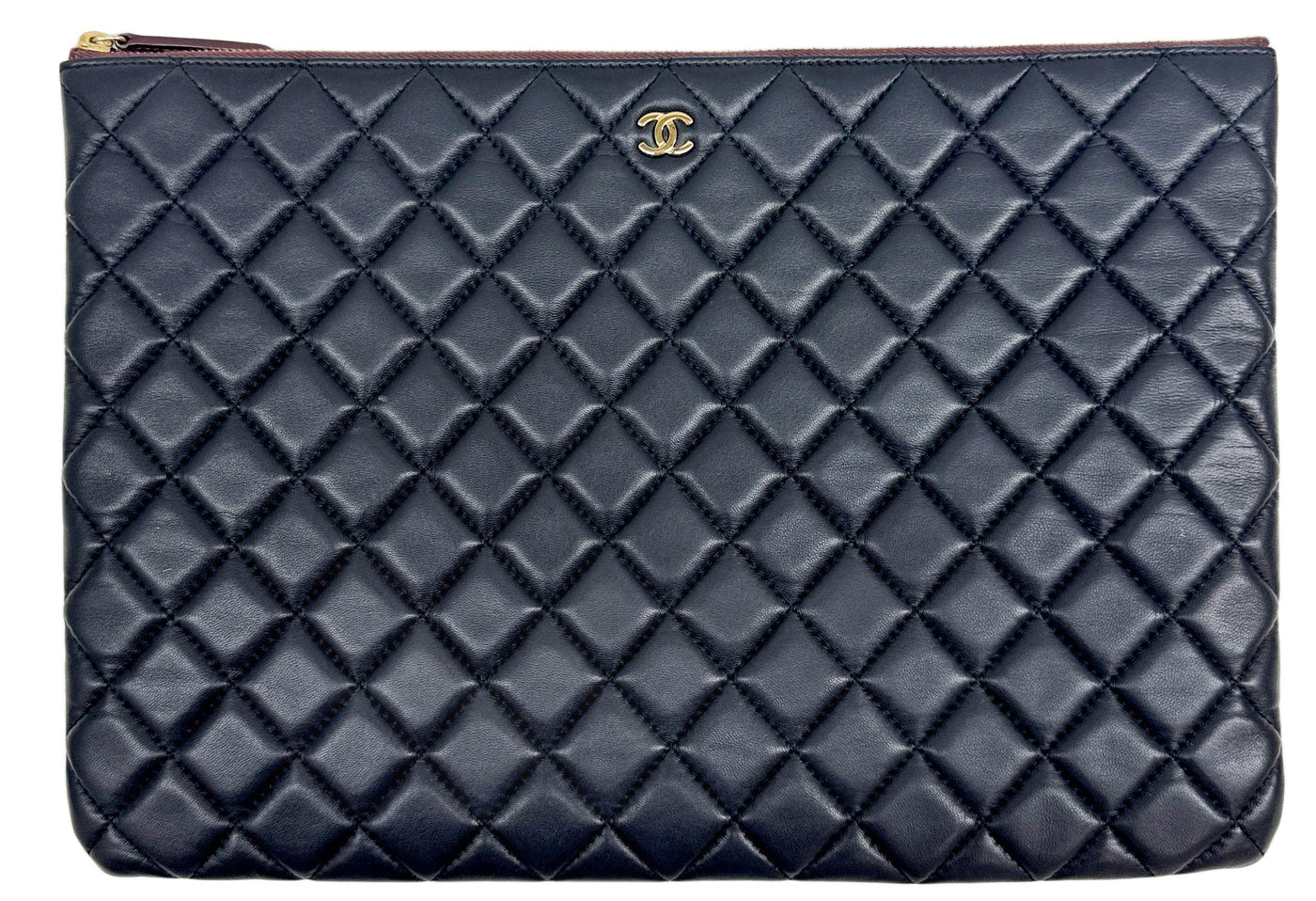 2015-2016 Matelasse Black Leather Clutch Bag