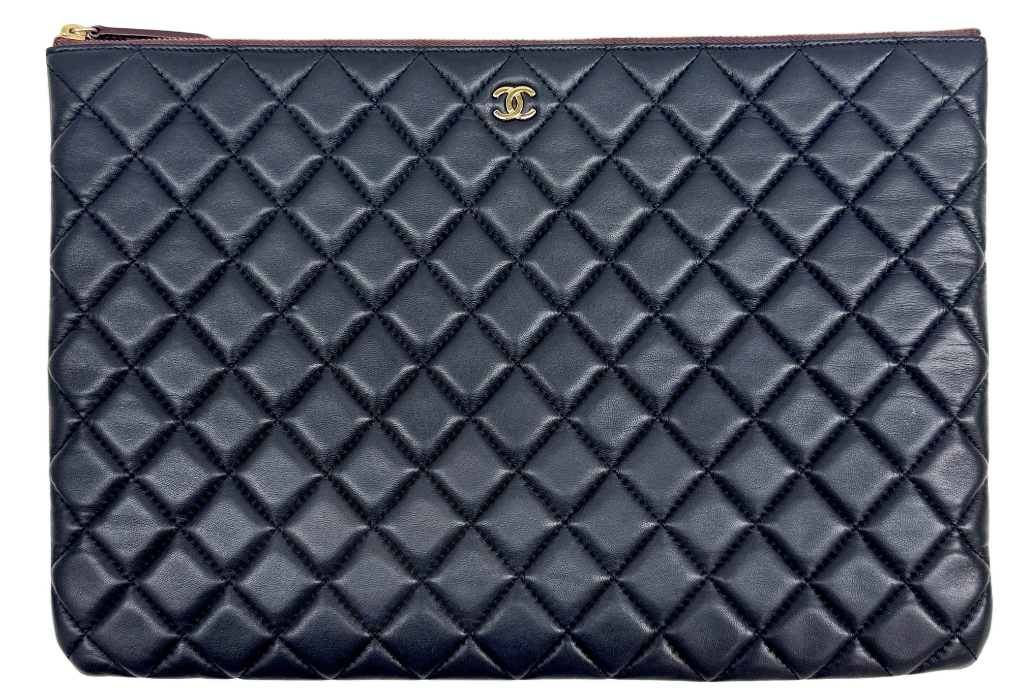 2015-2016 Matelasse Black Leather Clutch Bag