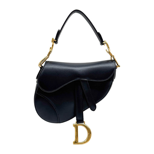 Mini Saddle Black Leather Shoulder Bag