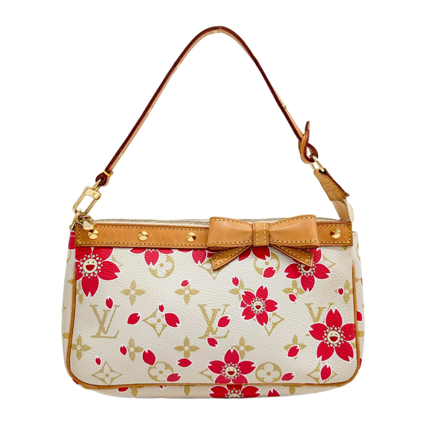 LV x Takashi Murakami Cherry Blossom White Canvas Pochette Accessoire