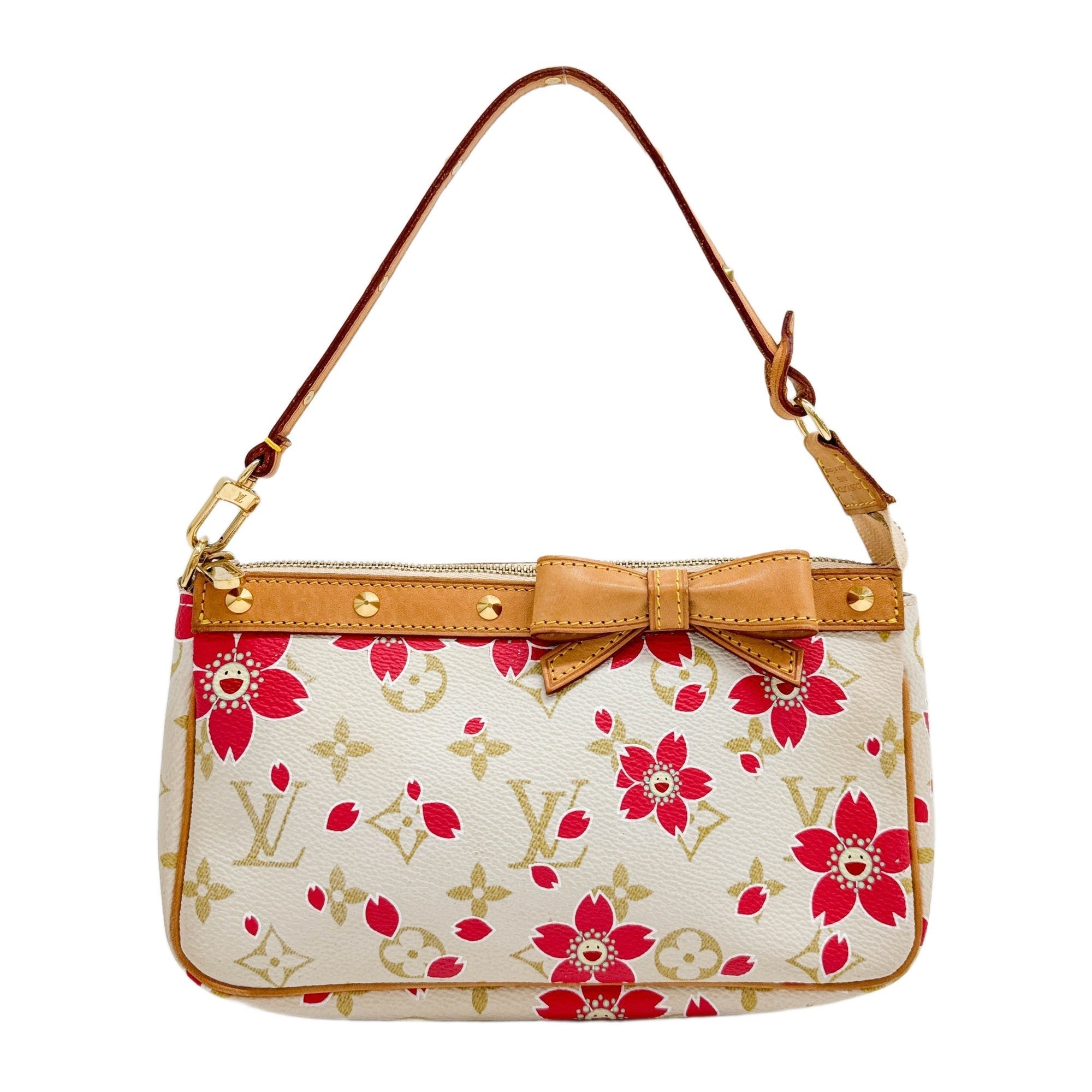 LV x Takashi Murakami Cherry Blossom White Canvas Pochette Accessoire