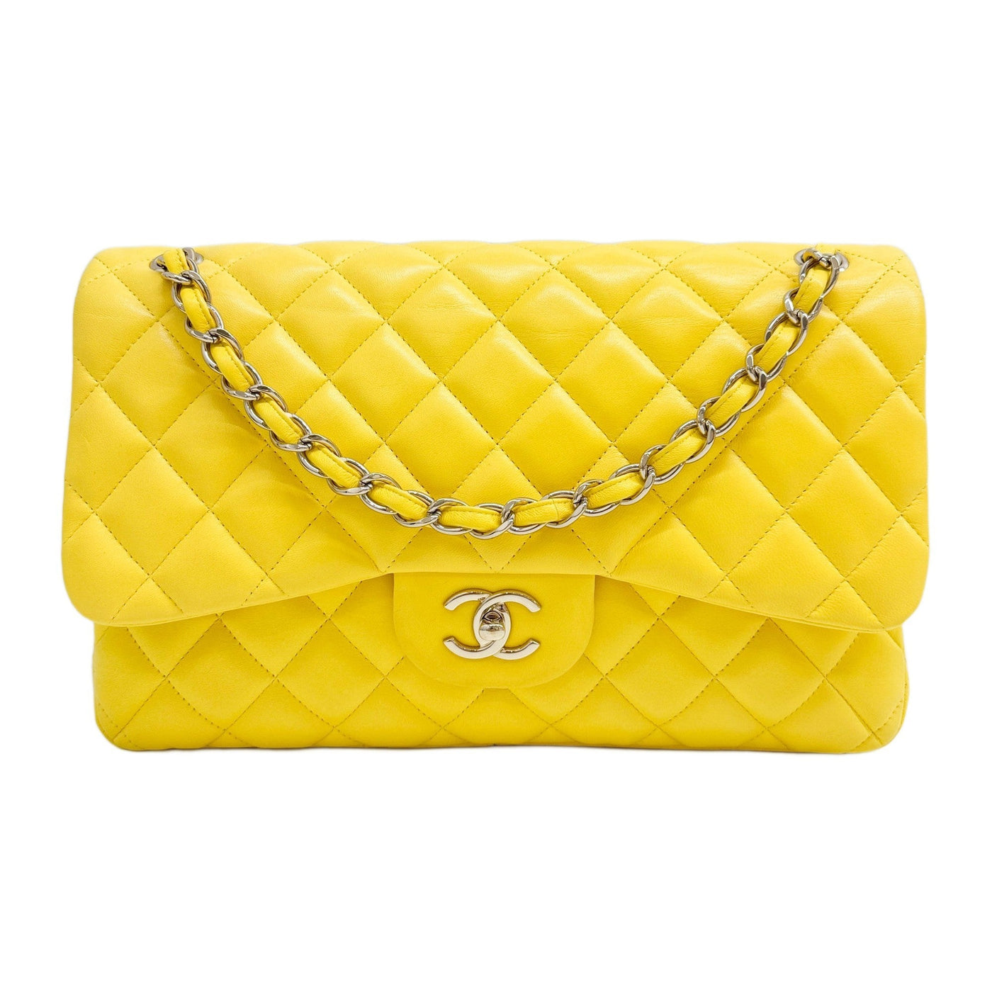Maxi Classic Double Flap 2011 Matelasse Yello Leather Shoulder Bag