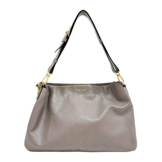 Grey Leather Shoulder Bag