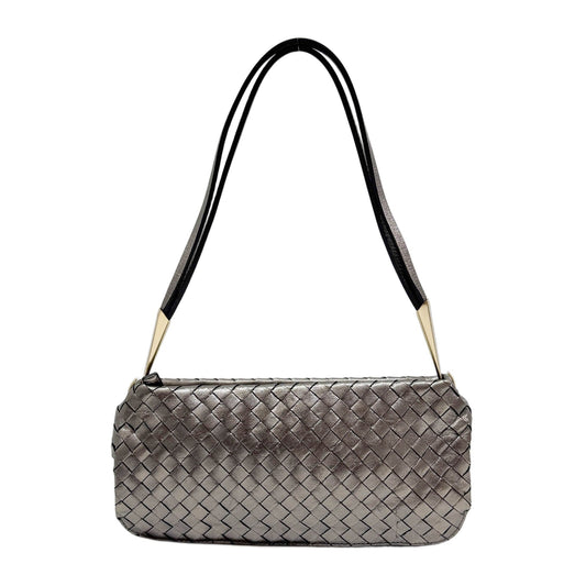 Intrecciato Metall Grey Leather Shoulder Bag