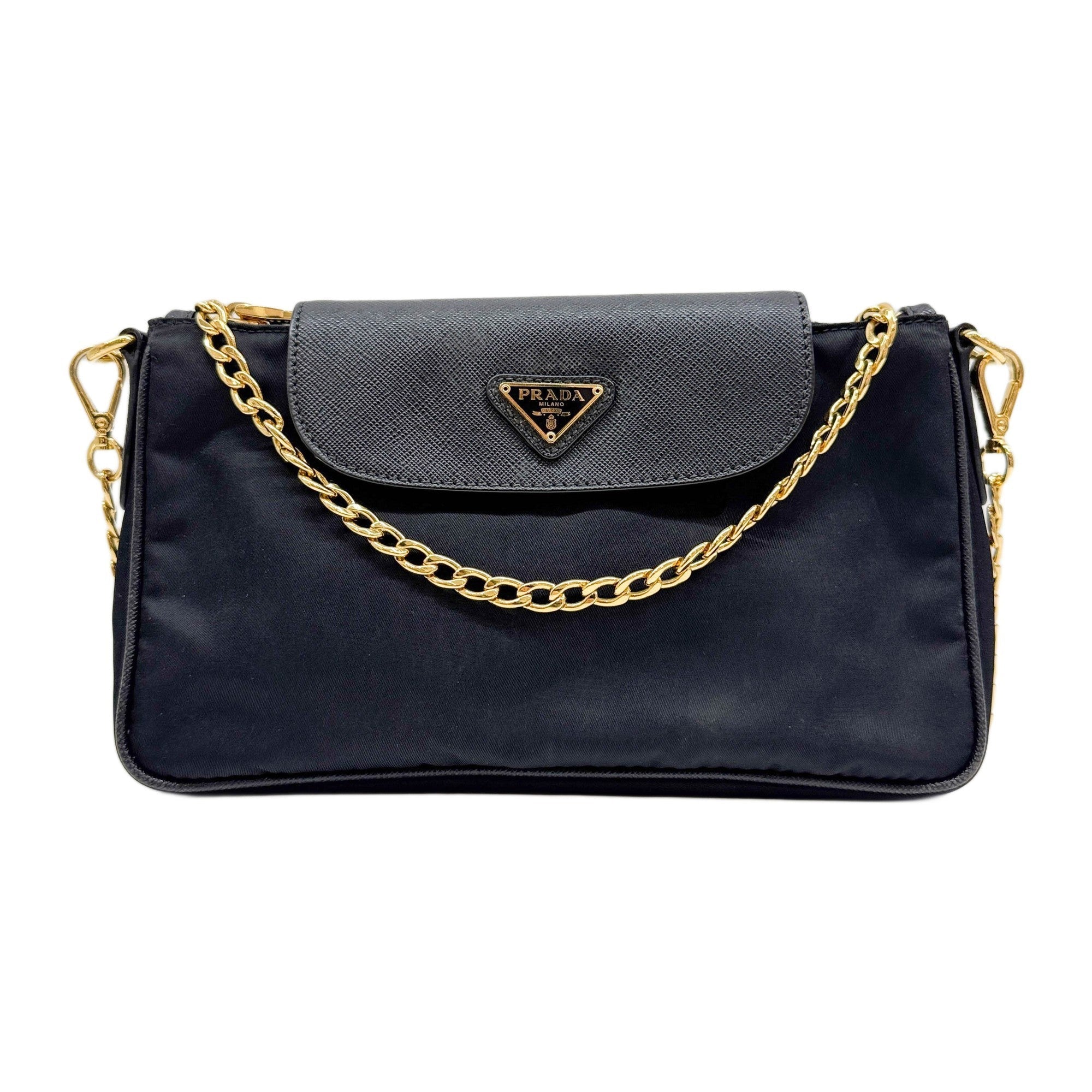 Black Nylon Chain Shoulder Bag