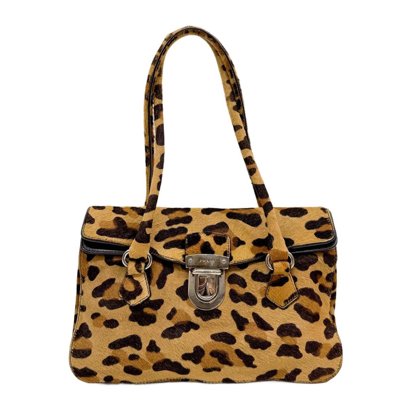 Easy Brown Leopard Print Pony Hair Shoulder Bag