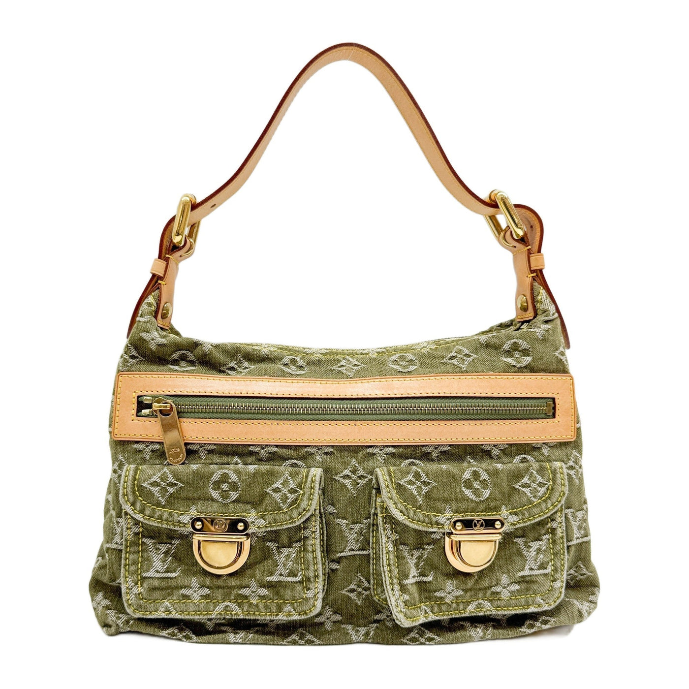 Baggy Green Monogram Canvas Denim Shoulder Bag