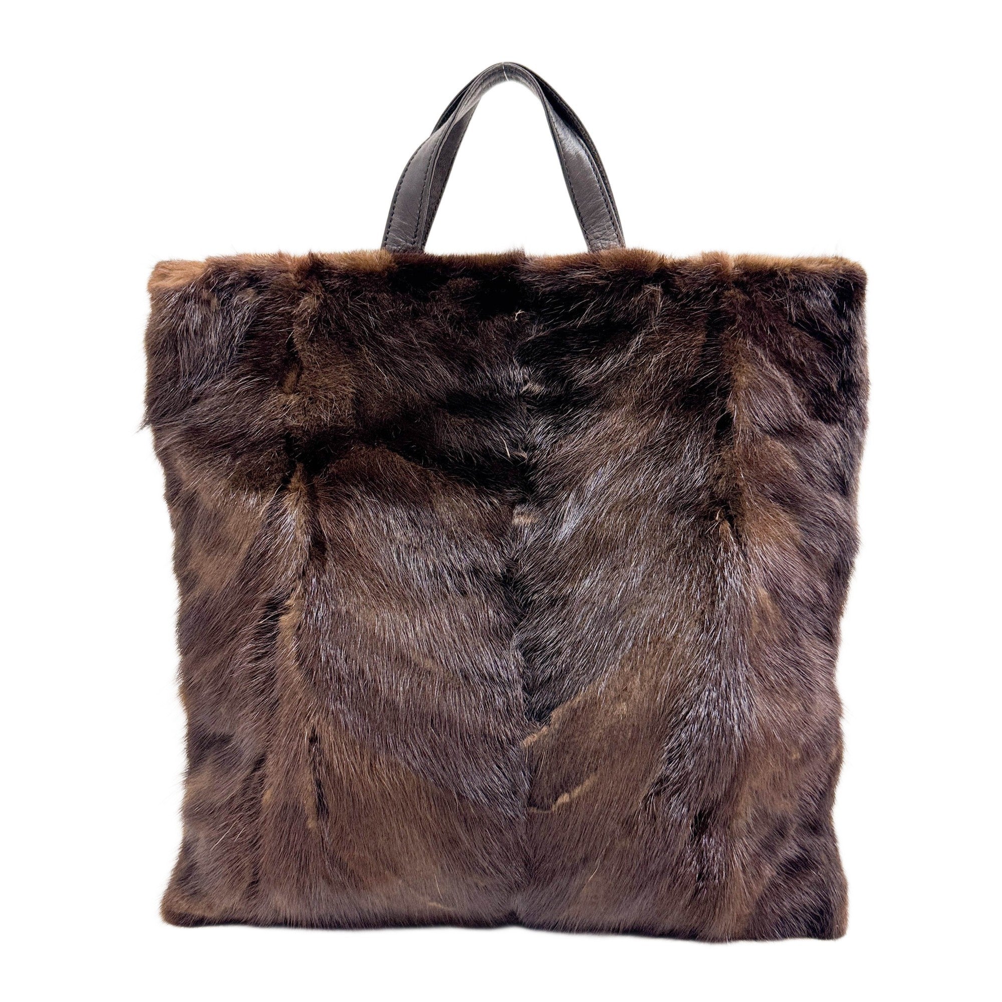Brown Mink Fur Tote Bag