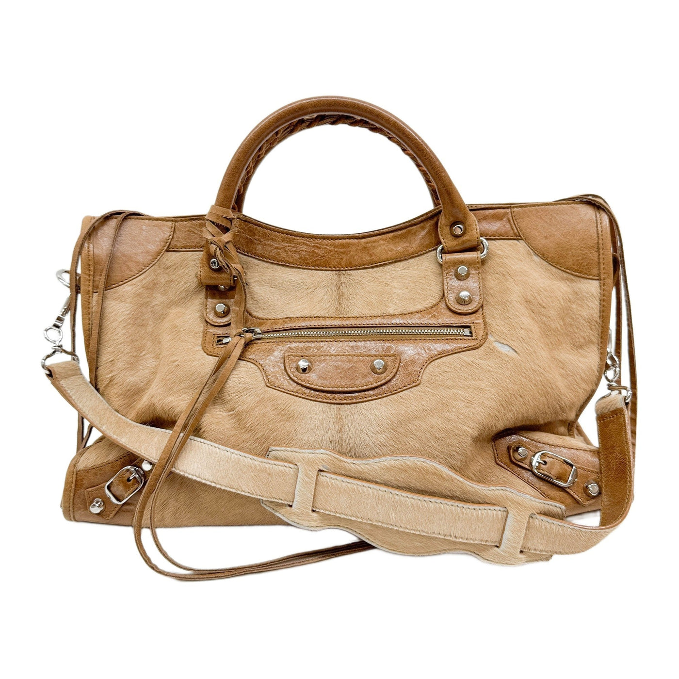 The City Brown Pony Hair Two Way Bag