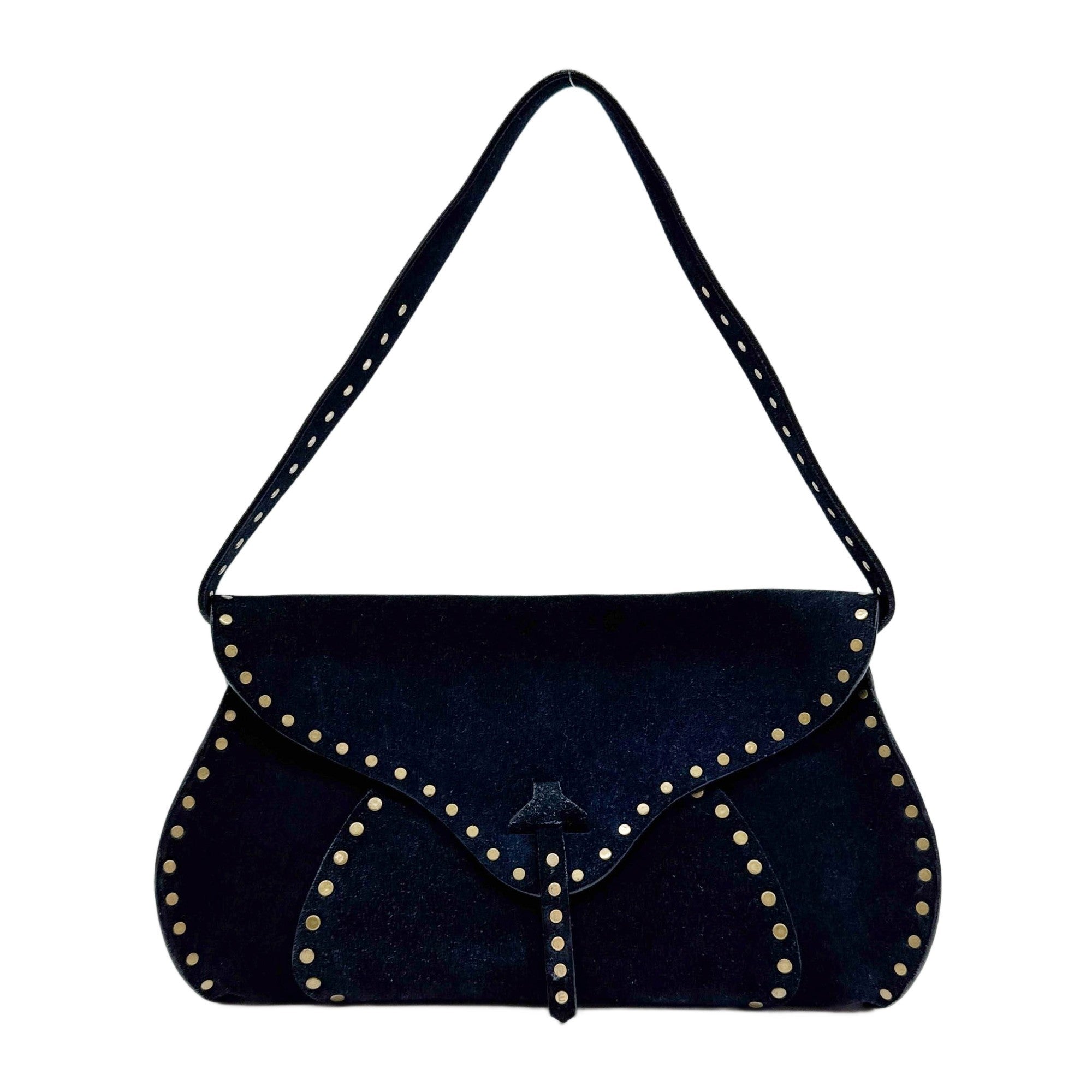 Poulbot Deep Navy Suede Shoulder Bag