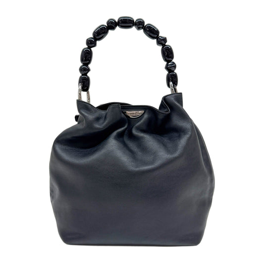 Malice Pearl Black Leather Hand Bag