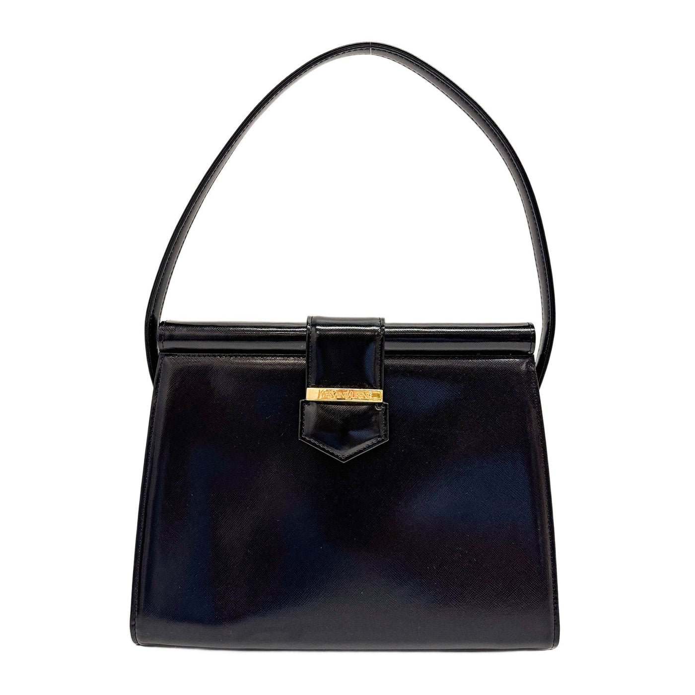 Black Leather Handle Bag