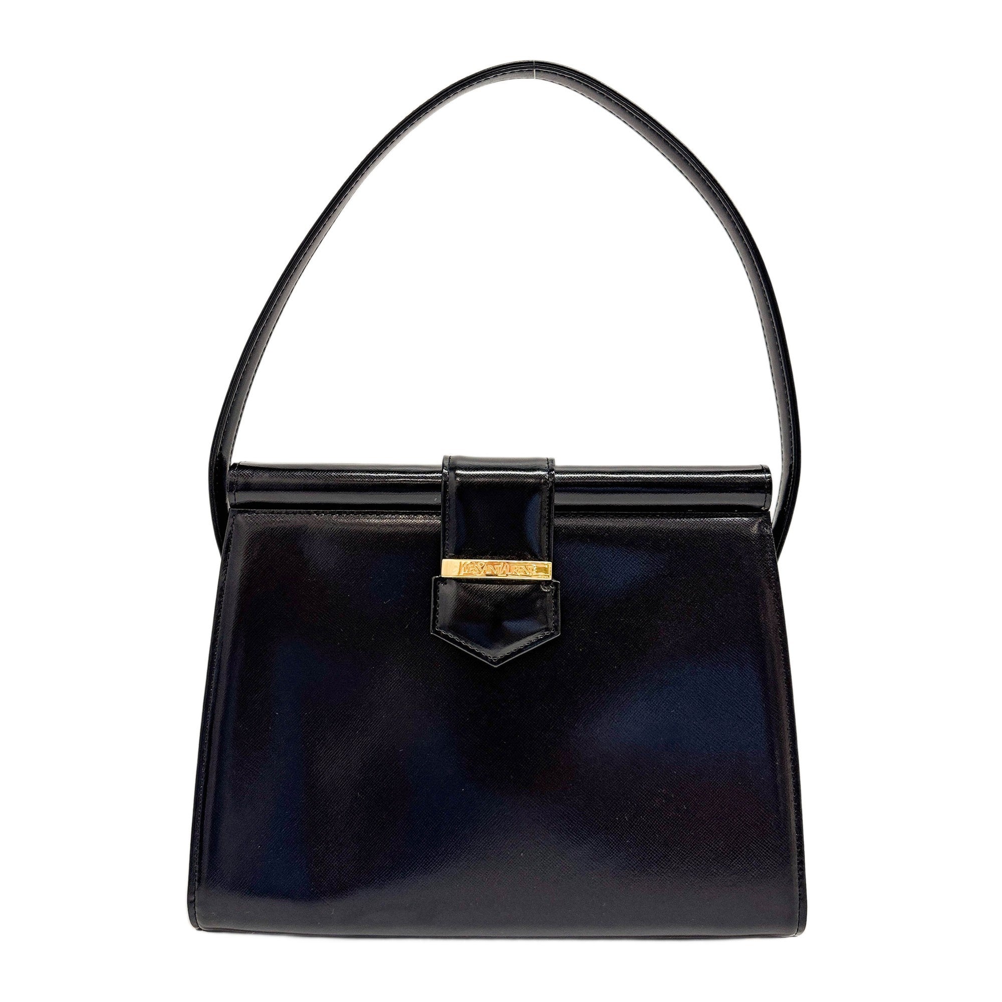 Black Leather Handle Bag